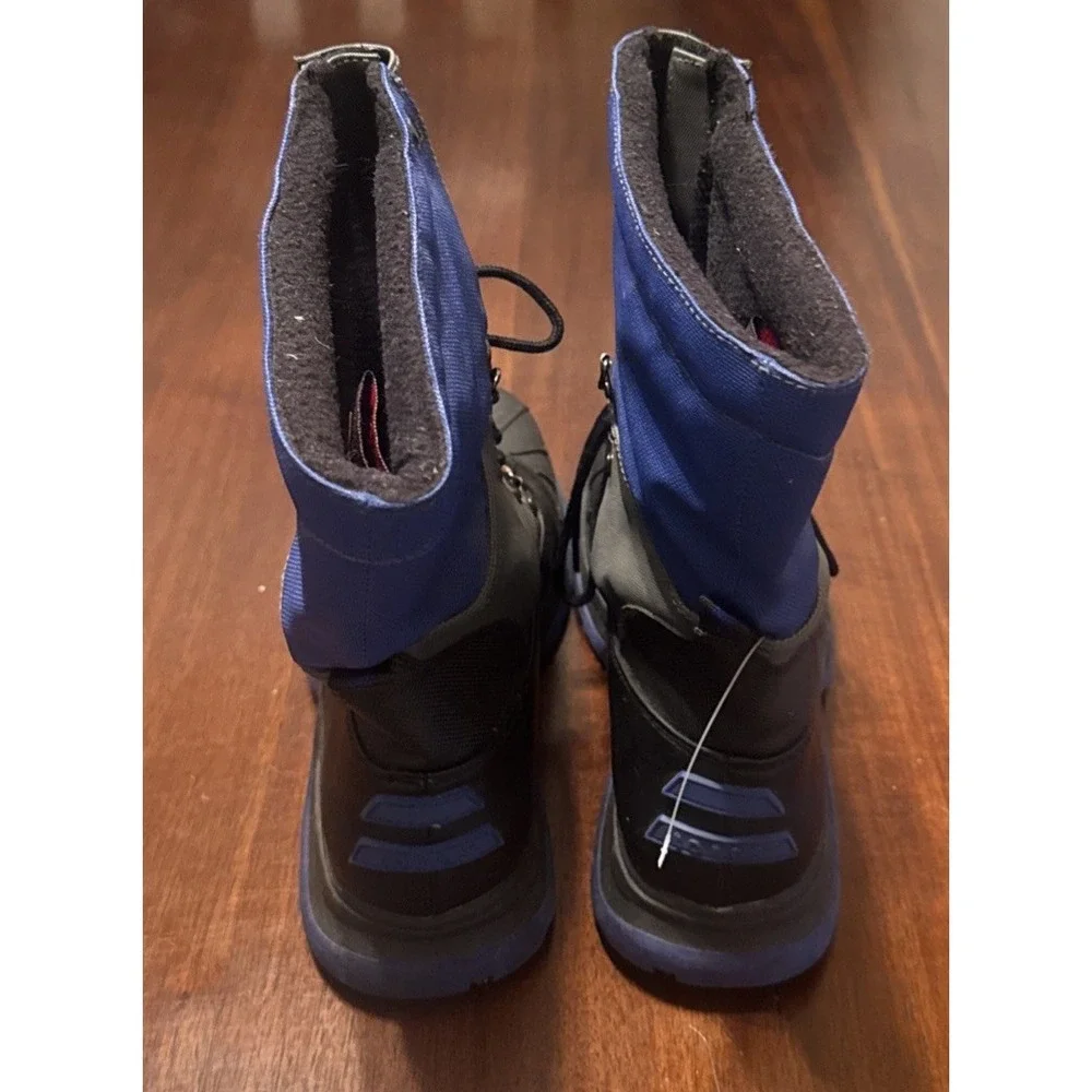 Totes Weather System Men's 8 Winter Snow Boots Black Blue Insulated Waterproof‎